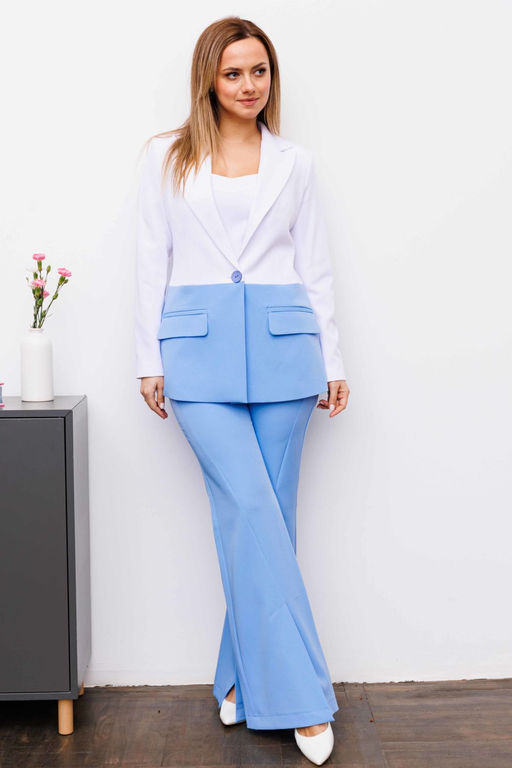 Жакет AURA 1091-164 белый, голубой  фото 4