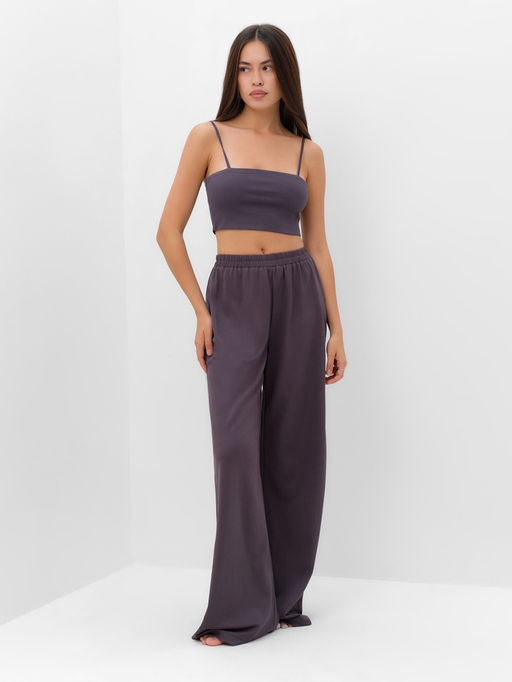 Костюм женский: рубашка, брюки, топ, KAFTAN Base, размер 50, графитовый