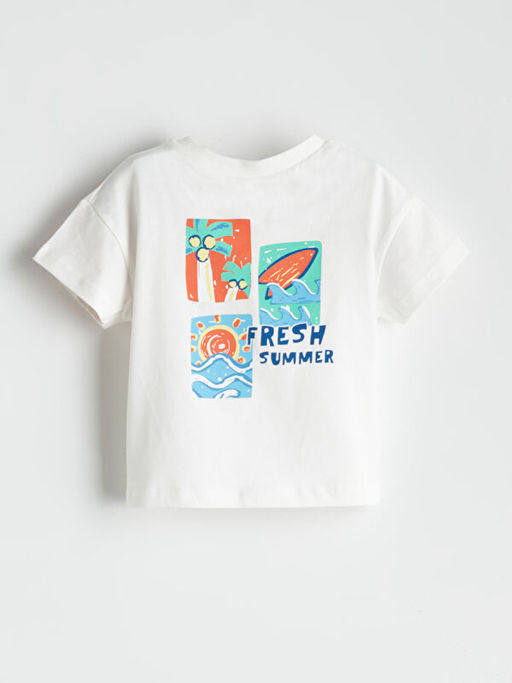 Bask?l? Bisiklet Yaka Erkek Bebek Ti??rt