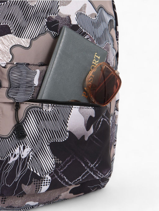 Рюкзак школьный на молнии, с карманами, с абстрактным принтом, размер 30?13?42 см, с принтом, чёрный