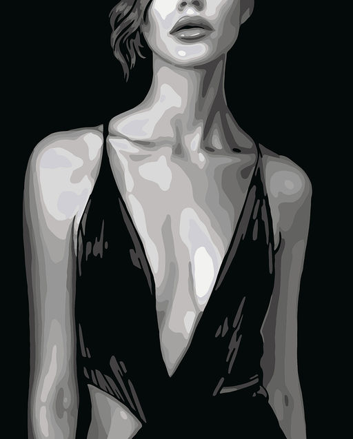 ФРЕЯ PNB/PL-348 Набор для раскрашивания по номерам 50 х 40 см Черно-белая тайна