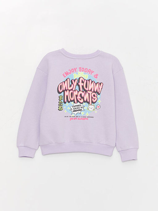Bisiklet Yaka Bask?l? Uzun Kollu K?z ?ocuk Sweatshirt - Waikiki фото 2