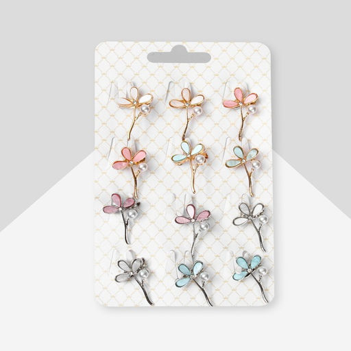 Цена за 12 шт. Брошь «Цветок» трилистник, цвет МИКС (неделимая фас. 12шт., цена за шт)