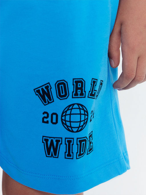 Шорты для мальчиков мультипак 2 (шт.) в лазурно-голубом и песочном цвете с печатью - Mark formelle фото 6