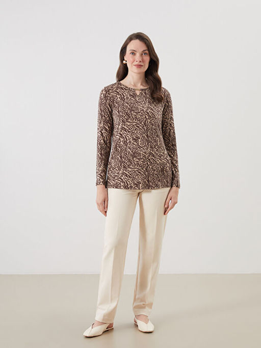 Bisiklet Yaka Desenli Bluz