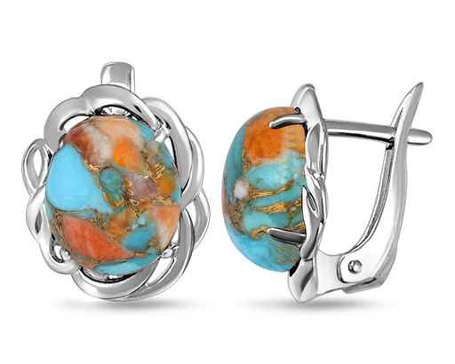 Серьги, бирюза устричная голубая, СПН4026