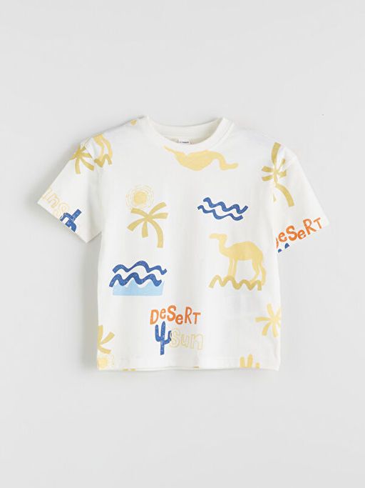 Bisiklet Yaka Bask?l? Erkek ?ocuk Ti??rt