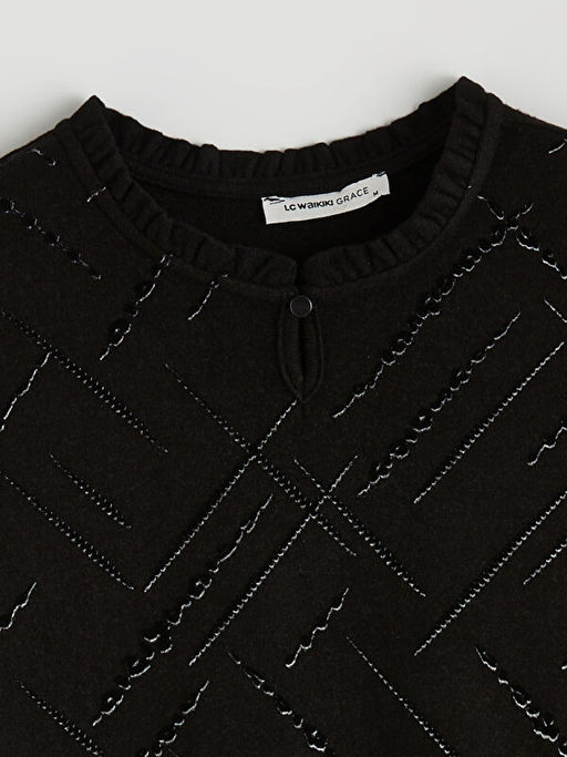 Bisiklet Yaka Desenli Bluz