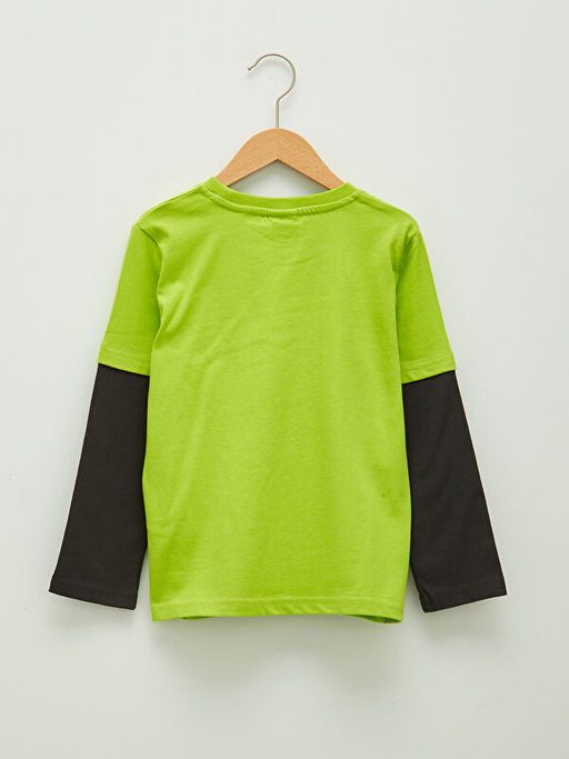 Bisiklet Yaka Bask?l? Uzun Kollu Pamuklu Erkek ?ocuk Ti??rt - Waikiki фото 2