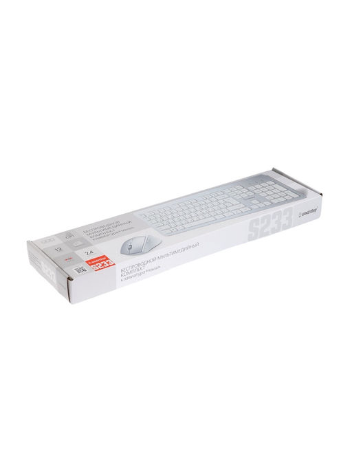 Комплект клавиатура и мышь Smartbuy 233616AG, беспроводной, USB, 1хAA/2хААА, серебр-белый