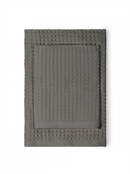 Набор полотенец вафельных 2шт 70x140, 50x90 темно-серый вафельное полотно - Denastia фото 2