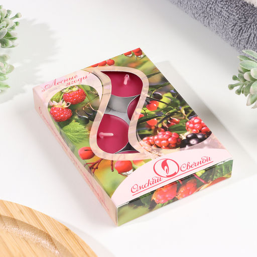 Набор свечей ароматических чайных «Ягоды», 3.8×1.6 см, 3.5 ч, 12 г, 6 шт.