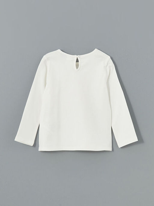 Bisiklet Yaka Elsa Bask?l? K?z ?ocuk Ti??rt