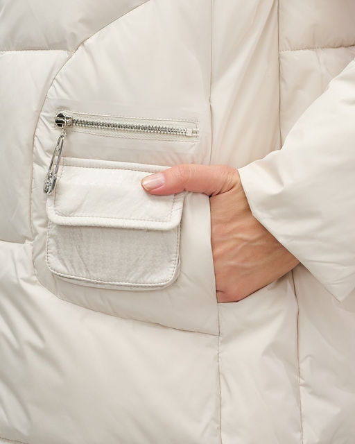 Куртка зимняя женская с капюшоном модная бежевого цвета 3193B - Visdeer фото 11