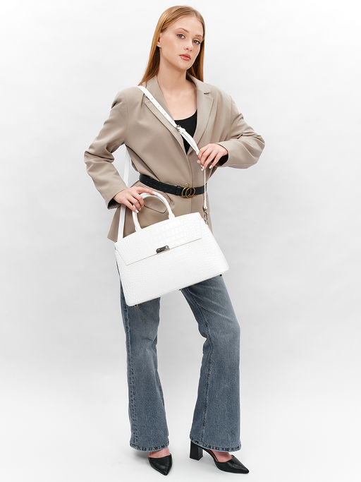 LACCOMA сумка НИ8099-белый натуральная кожа хлопок фото 2