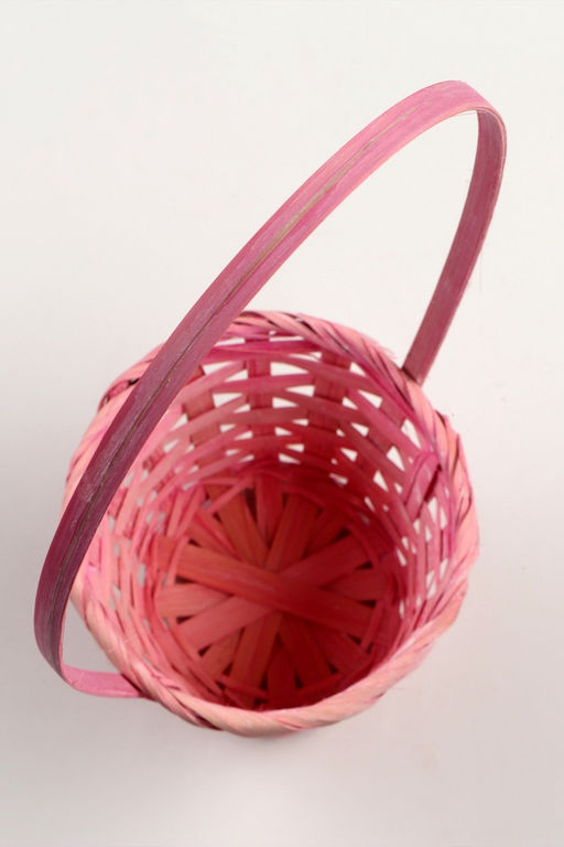 Цена за 2 шт. Корзина плетёная для хранения, 13×13×9.5 см, ручка h=21 см, бамбук, светло - розовая, Greengo