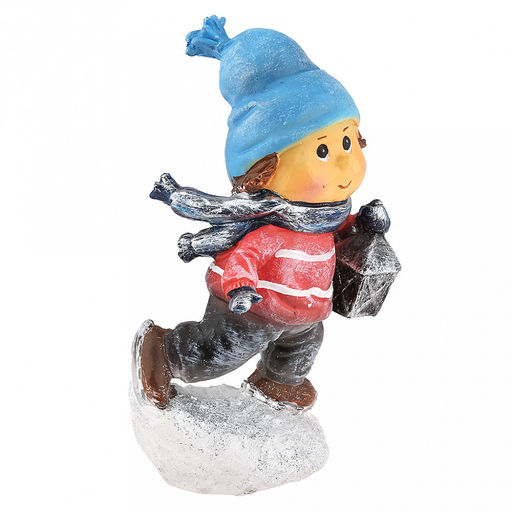 Скульптура-фигура для сада из полистоуна "Мальчик с фонариком" 13х8х20см (Россия)