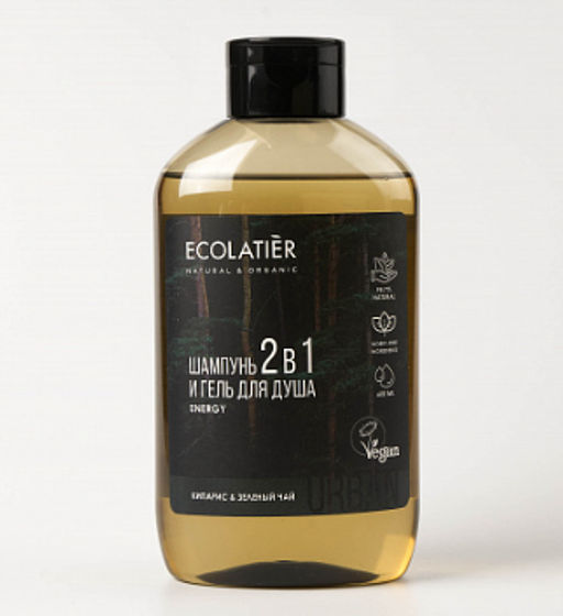 Ecolatier URBAN ДЛЯ МУЖЧИН Шампунь-гель/душ 2в1 ENERGY Кипарис&Зеленый чай 600мл