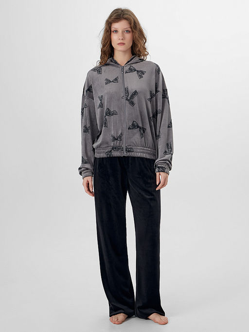 Толстовка женская велюровая серая с узором бантики - Mark formelle фото 3