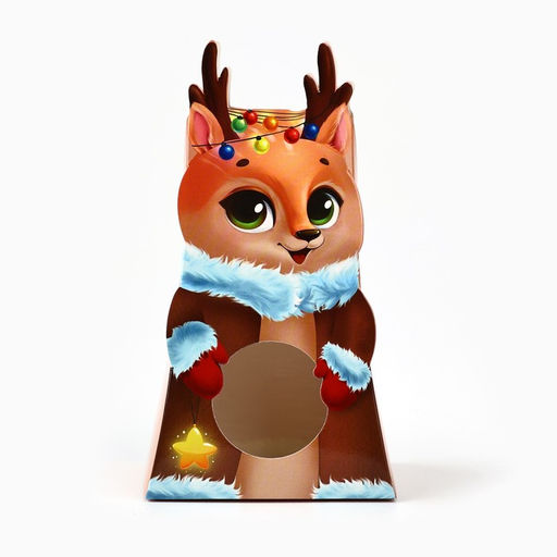 Цена за 5 шт. Коробка новогодняя складная с окном Оленёнок, 9 х 16.5 х 6 см - Дарите счастье фото 3