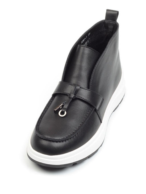 01-5281-1BLACK Ботинки демисезонные женские (натуральная кожа, байка)