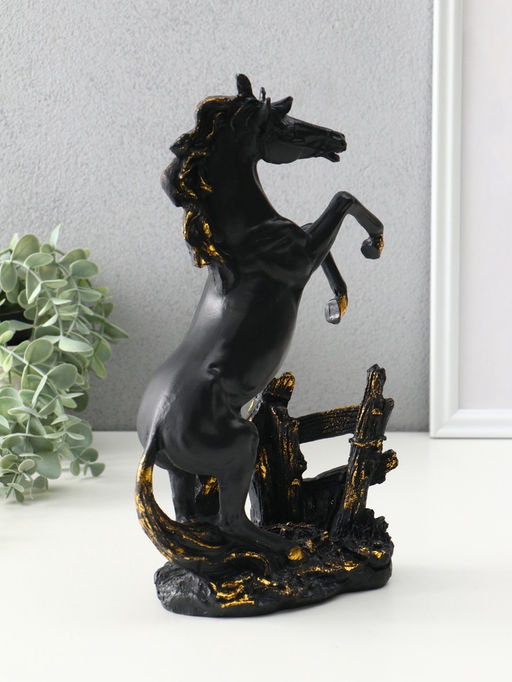 Фигура "Конь у ограды" 29,5х18х8,5 см, чёрный с позолотой