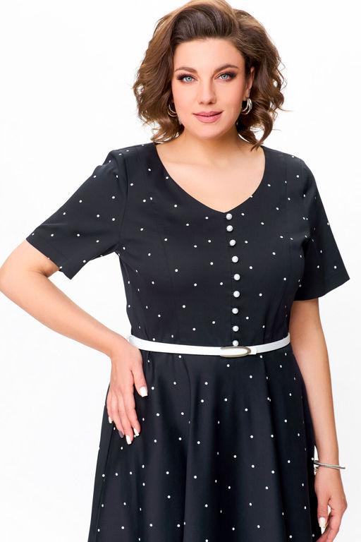 Платье Swallow 719.1 черный+белый горох