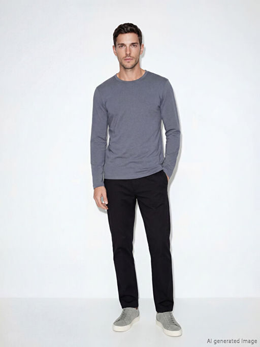 Bisiklet Yaka Uzun Kollu Erkek Ti??rt