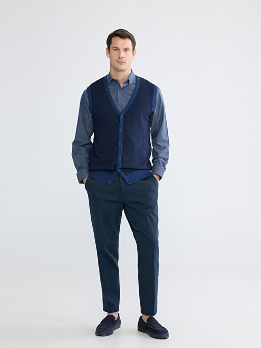 Standart Kal?p V Yaka Erkek Triko Yelek