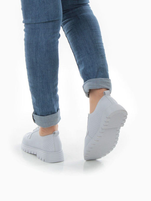 03-PDD161-5 GRAY/LT. BLUE Полуботинки женские (натуральная кожа) - Фабричный китай фото 3