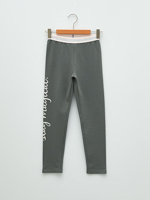 Beli Lastikli Bask?l? Pamuklu K?z ?ocuk Uzun Tayt