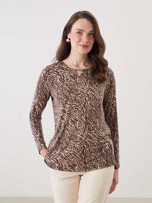 Bisiklet Yaka Desenli Bluz