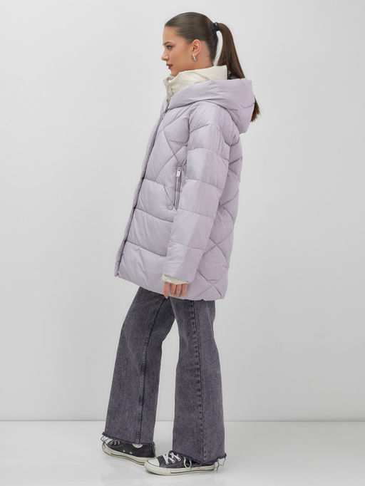 Куртка женская зимняя с капюшоном большого размера фиолетового цвета 1170F - Mtforce фото 11