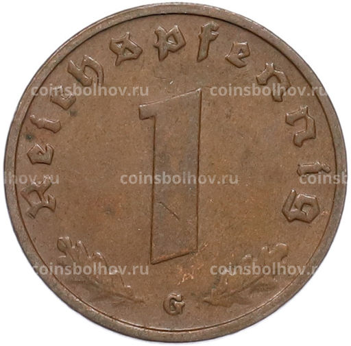 Монета 1 рейхспфенниг 1938 года G Германия