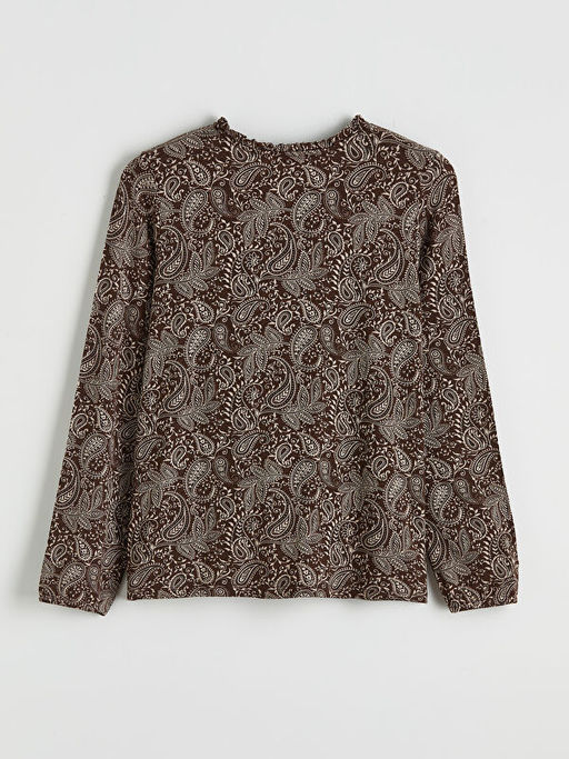 Ba?lamal? Yaka Desenli Bluz
