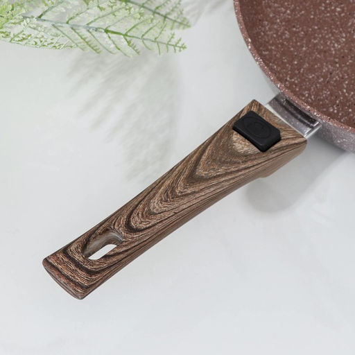 Сковорода Доляна «Брауни», d=28 см, съёмная ручка, стеклянная крышка, антипригарное покрытие, индукция, алюминий, коричневая