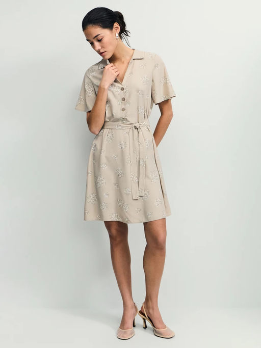 Платье с поясом и цветочным принтом / Zarina  фото 3