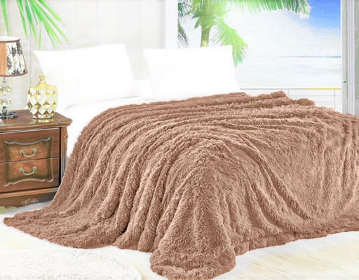 Меховой плед с длинным ворсом 210х230 см (Капучино) PLMEX028 Евро