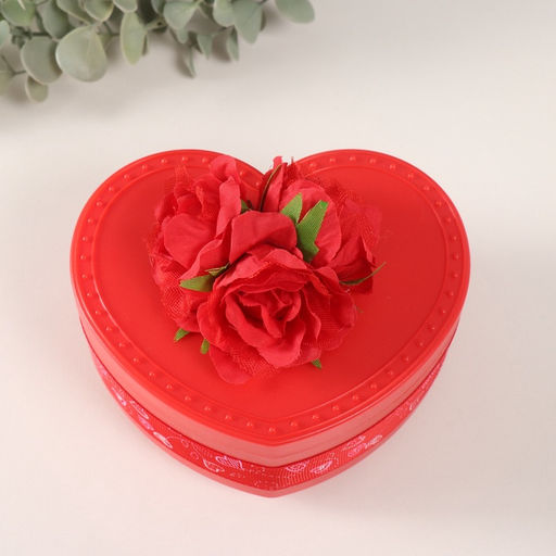 Шкатулка музыкальная механическая «Нежные розы», пластик, красная, 12×13.5×10.5 см