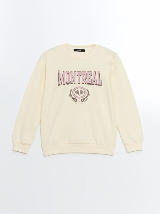 Bisiklet Yaka Bask?l? K?z ?ocuk Sweatshirt