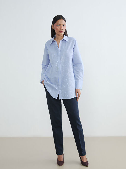 ?izgili Poplin Kad?n G?mlek Tunik