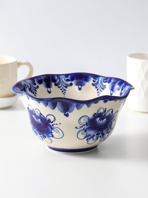 Салатник фарфоровый «Гордеевский Новый», 0.8 л, 10×17 см, гжель