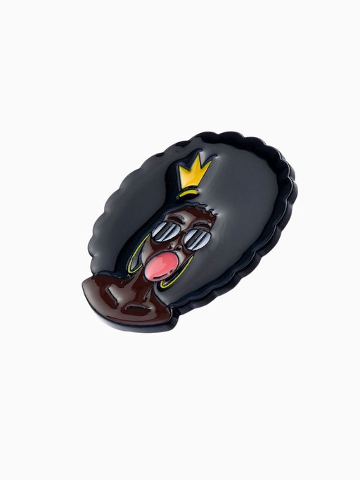 Цена за 5 шт. Значок Девушка уличный стиль, цвет коричнево-чёрный в чёрном металле