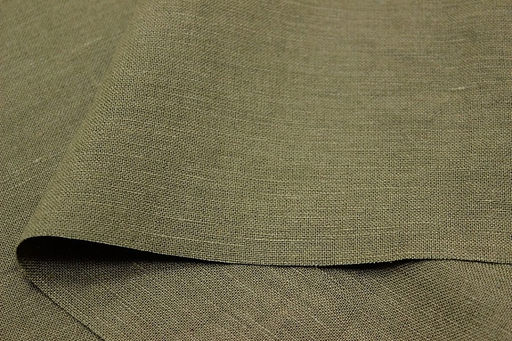 Лен с вискозой с эффектом мятости цв.Дымчато-зеленый хаки-2, СОРТ2, ш.1.45м, лен-53%,вискоза-47% - Купава фото 3
