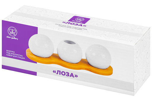 Вазочка под зубочистки + набор для специй 2 пр.20*6,5*6 см 75 мл Лоза на дер. подст. - Elan gallery фото 13