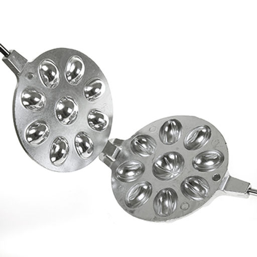 Форма-орешница для выпекания алюминиевая д15см, h2,7см, литая, пластмассовые ручки (общая длина - 38,5см; длина ручек - 17,5см) (Китай) - Домашняя мода фото 2