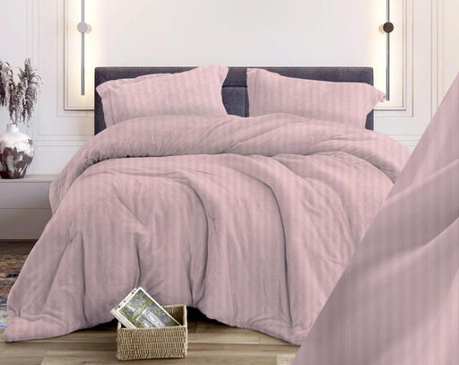 Наволочка 50*70 см, бязь "Комфорт", на пуговицах (Страйп, пудровый)