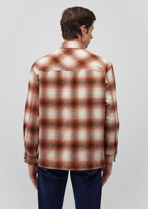 Kareli Kahverengi Gomlek - Mavi фото 4