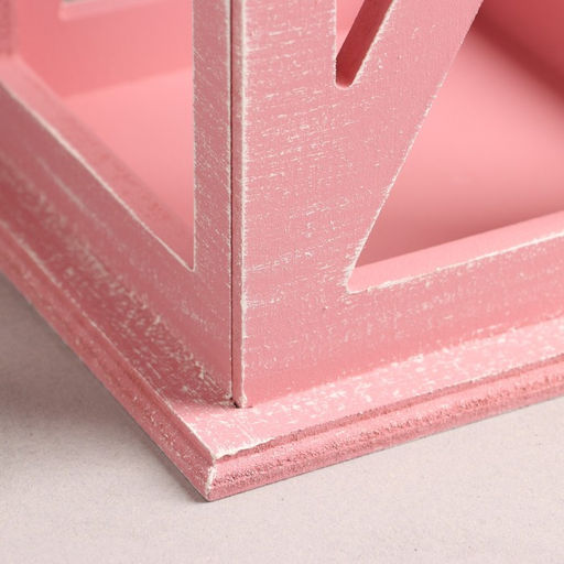 Кашпо деревянное Фонарь. Прованс 17х17х31 см Розовый Коралл - Дарим красиво фото 5