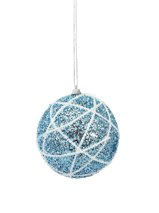 Цена за 2 шт. Ёлочный шар новогодний d=10 см Карнавал гламур, серебристо-синий - Зимнее волшебство фото 2